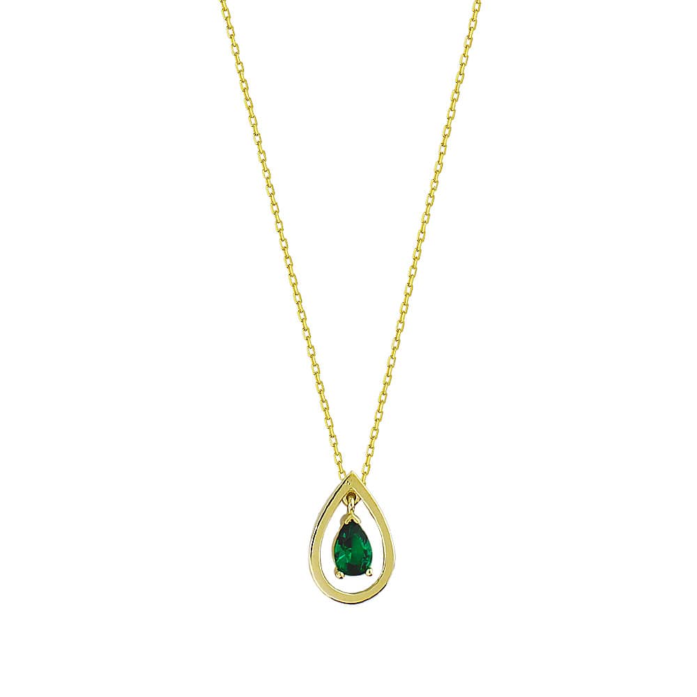Green Drop Cut Stone Necklace