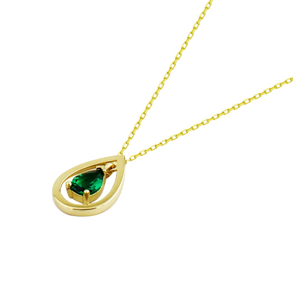 Green Drop Cut Stone Necklace