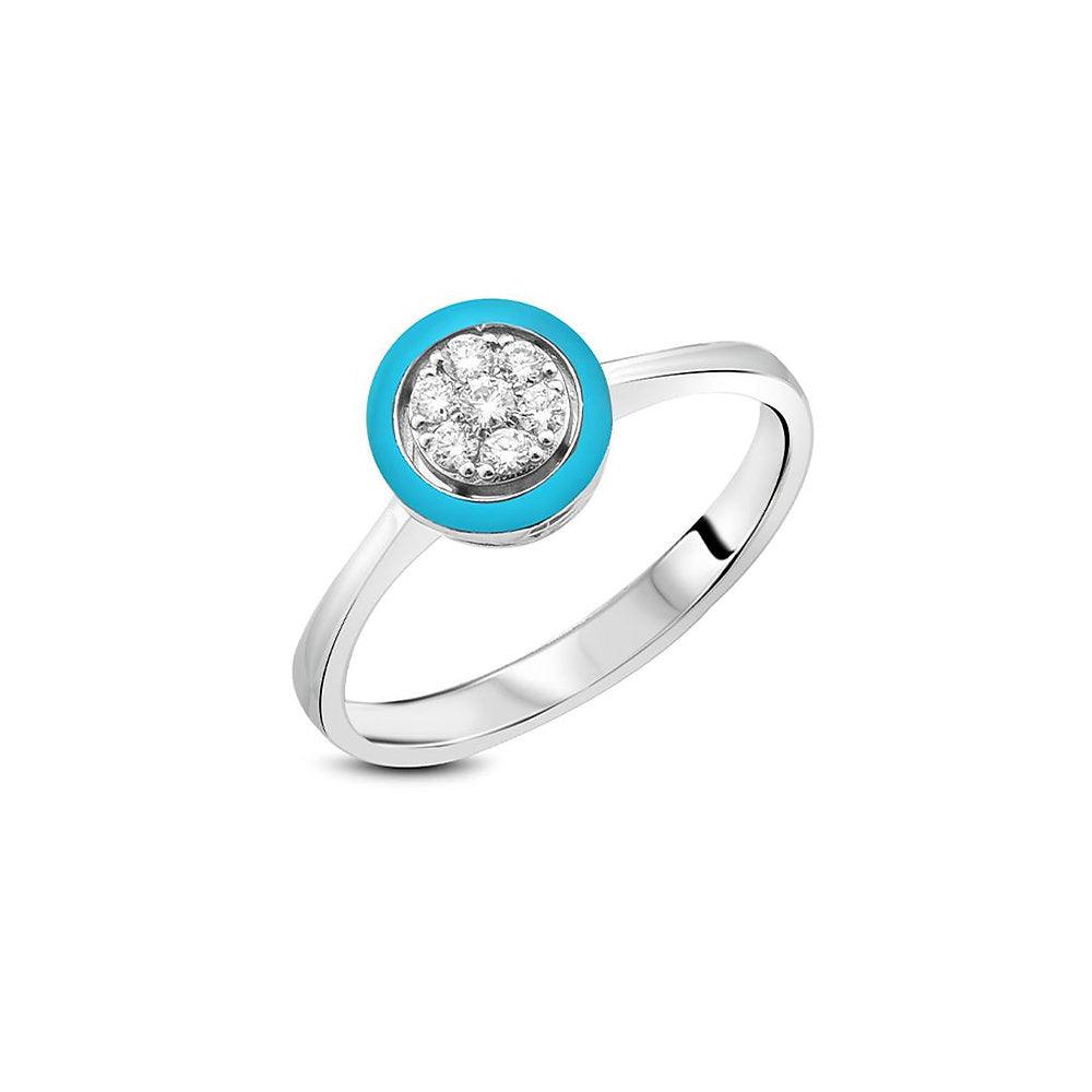 Blue Enamel Diamond Ring