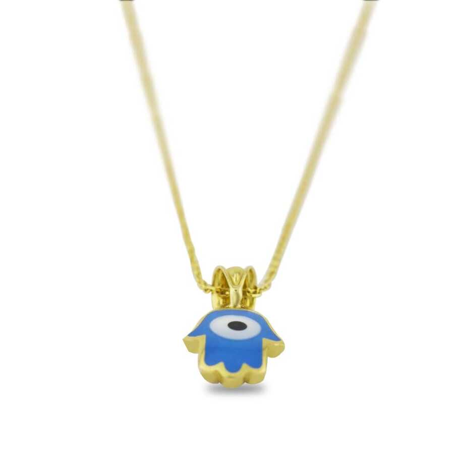 Enameled Eye Fatima Hand Necklace